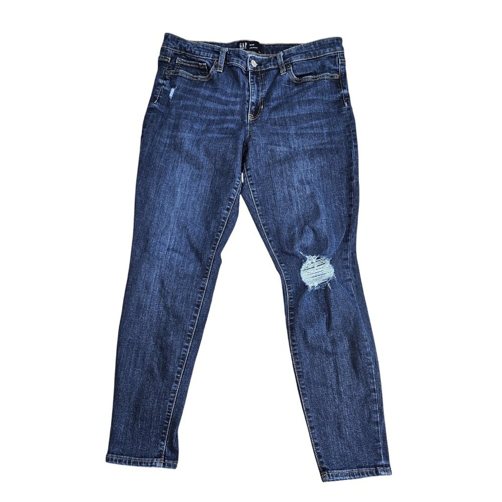 Gap 1969 Denim Legging Jegging Jeans Womens 12 Blue Medium Wash Distressed Denim